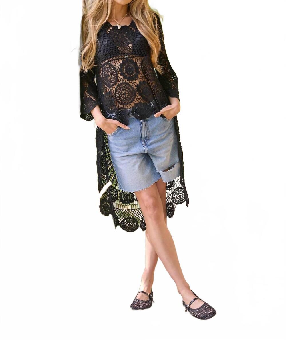 NEW SAACHI high-low crochet cover-up dress in black
